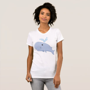 Schattigee walvis met water splash Schattig dier T-shirt