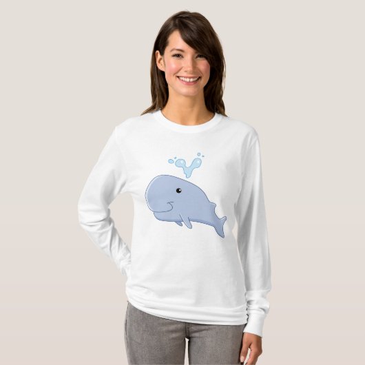 Schattigee walvis met water splash Schattig dier T-shirt (Voorkant volledig)