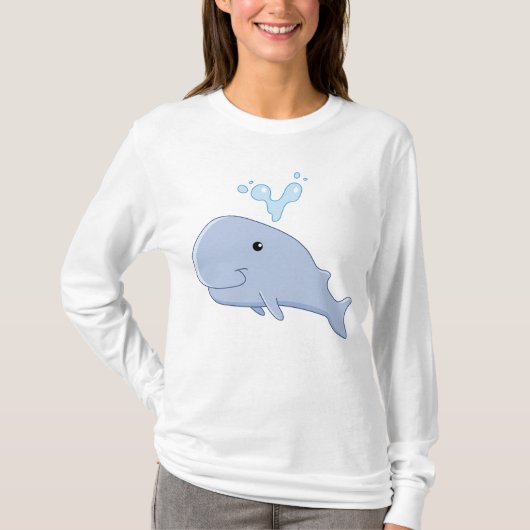 Schattigee walvis met water splash Schattig dier T-shirt (Voorkant)