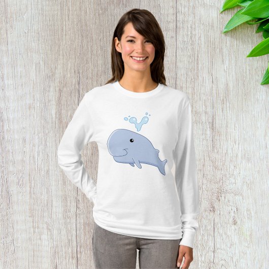 Schattigee walvis met water splash Schattig dier T-shirt