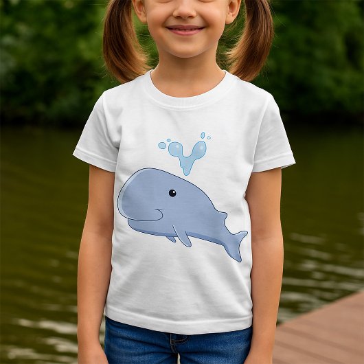 Schattigee walvis met water splash Schattig dier T-shirt