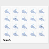 Schattigee walvis met water splash Schattig dier Vierkante Sticker (Vel)