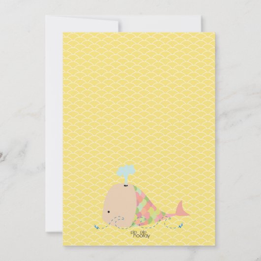 Schattigee walvis onder het Zee Baby shower uitnod Kaart (Achterkant)