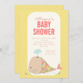 Schattigee walvis onder het Zee Baby shower uitnod Kaart (Voorkant / Achterkant)