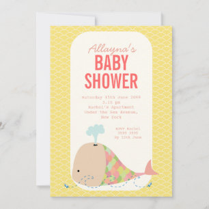 Schattigee walvis onder het Zee Baby shower uitnod Kaart