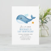 Schattigee walvis Op de verjaardagsuitnodiging van Kaart (Staand voorkant)