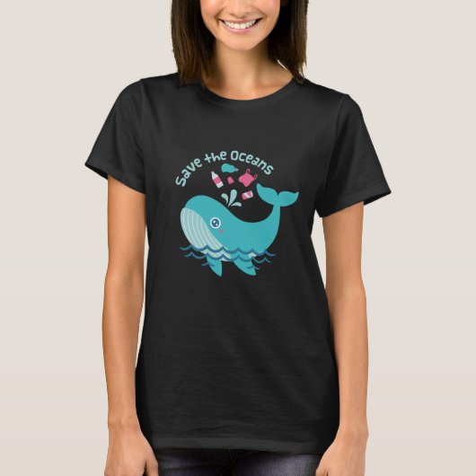 Schattigee walvis, red de oceanen t-shirt (Voorkant)