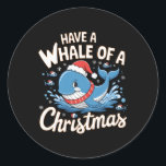 Schattigee walvis Santa Christmas Ocean Dierenvrie Ronde Sticker<br><div class="desc">Schattigee Walvis Santa Christmas Ocean Dierenvriend Holiday Outfit</div>