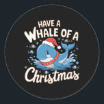 Schattigee walvis Santa Christmas Ocean Dierenvrie Ronde Sticker<br><div class="desc">Schattigee Walvis Santa Christmas Ocean Dierenvriend Holiday Outfit</div>