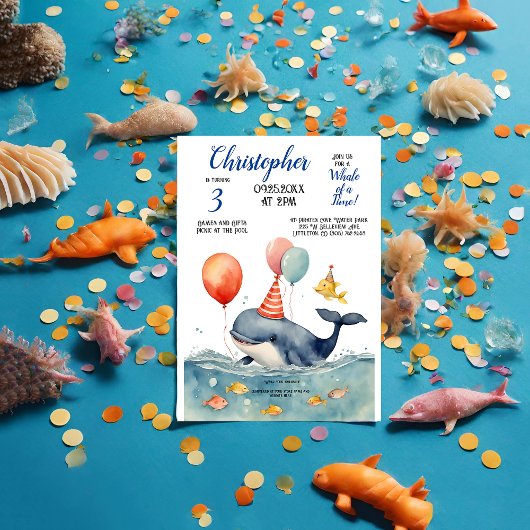 Schattigee walvis van een Time Boy's Birthday Kaart