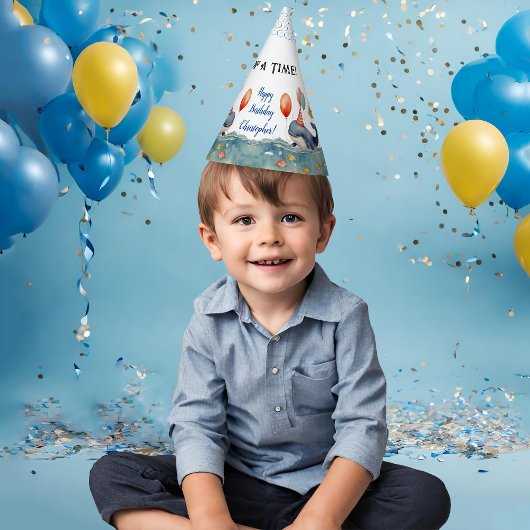 Schattigee walvis van een Time Boys Verjaardag Feesthoedjes