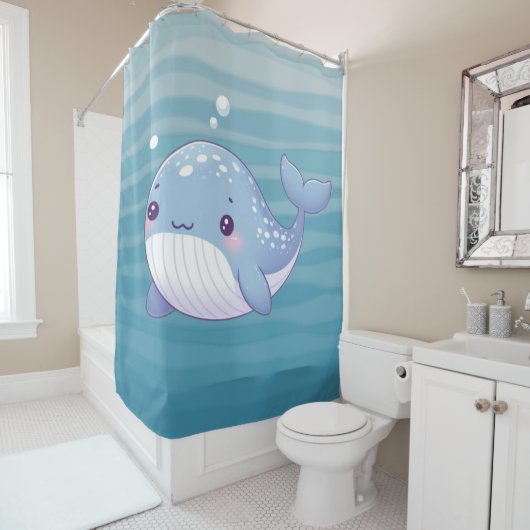 Schattigee walvis, walvis voor de kust/zeevaart douchegordijn (In situ)