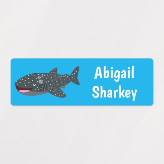 Schattigee walvishaai Happy cartoon gepersonalisee Labels (Design 2)