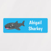 Schattigee walvishaai Happy cartoon gepersonalisee Labels (Design 1)