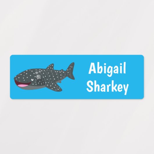 Schattigee walvishaai Happy cartoon gepersonalisee Labels (Design 1)