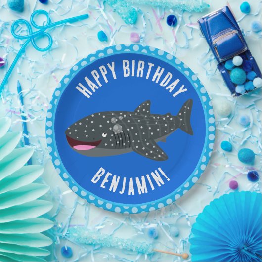 Schattigee walvishaai op persoonlijke verjaardag papieren bordje (Feest)