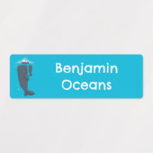 Schattigee walvissen en zeilboot cartoon gepersona labels (Design 1)