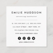 Schattigee walvissen, zweminstructeur, zwemcoach vierkante visitekaartje (Achterkant)