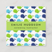 Schattigee walvissen, zweminstructeur, zwemcoach vierkante visitekaartje (Voorkant)