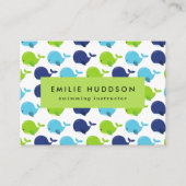 Schattigee walvissen, zweminstructeur, zwemcoach visitekaartje (Voorkant)