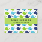 Schattigee walvissen, zweminstructeur, zwemcoach visitekaartje (Voorkant)