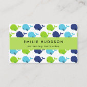 Schattigee walvissen, zweminstructeur, zwemcoach visitekaartje (Voorkant)