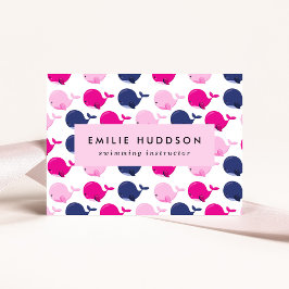 Schattigee walvissen, zweminstructeur, zwemcoach visitekaartje