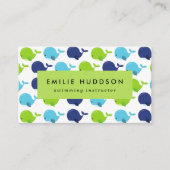 Schattigee walvissen, zweminstructeur, zwemcoach visitekaartje (Voorkant)