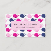 Schattigee walvissen, zweminstructeur, zwemcoach visitekaartje (Voorkant)