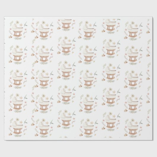 Schattigee wandelwagen Baby esthetisch rustiek inp Cadeaupapier (Vlak)