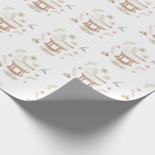 Schattigee wandelwagen Baby esthetisch rustiek inp Cadeaupapier (Hoek)