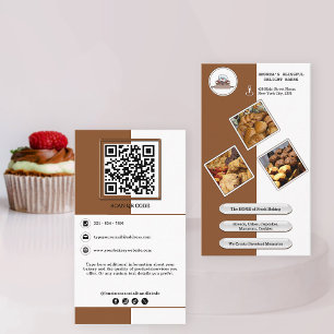 Schattigee Warm Brown Bakery Voeg QR Code Branding Visitekaartje