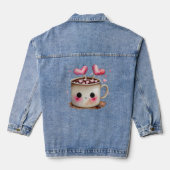 Schattigee warme cacao Mok met marshmallow harten Denim Jacket (Achterkant)