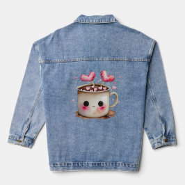 Schattigee warme cacao Mok met marshmallow harten Denim Jacket
