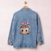 Schattigee warme cacao Mok met marshmallow harten Denim Jacket (Hangar)