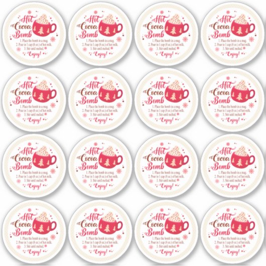 Schattigee warme cacaobom chocoladeserveerinstruct sticker (Voorkant)