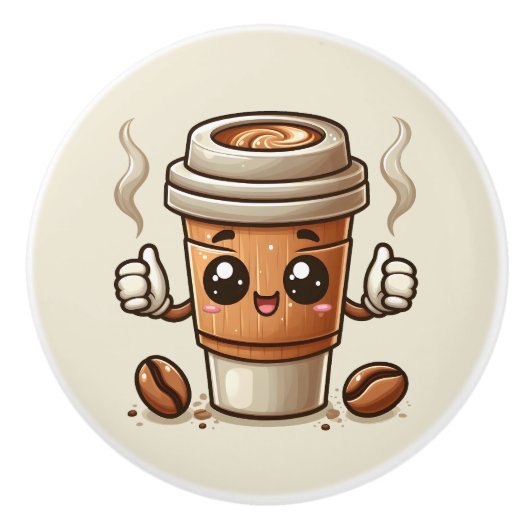 Schattigee warme koffieliefhebbers keramische knop (Voorkant)