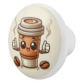 Schattigee warme koffieliefhebbers keramische knop (Rechts)