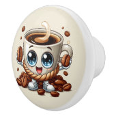 Schattigee warme koffieliefhebbers keramische knop (Rechts)