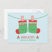 Schattigee Warmte Wensen Kerstkousen Paar Briefkaart (Voorkant / Achterkant)