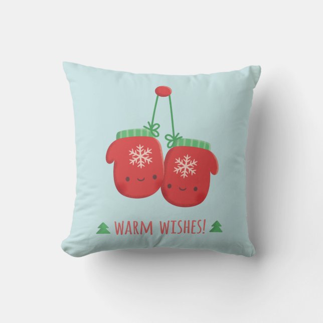 Schattigee Warmtewensen Mittens Kerstkamer Decor Kussen (Voorkant)