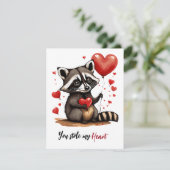 Schattigee wasbeer aangepaste valentijn feestdagenkaart (Staand voorkant)
