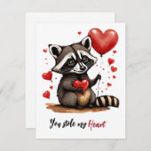 Schattigee wasbeer aangepaste valentijn feestdagenkaart (Voorkant / Achterkant)
