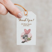 Schattigee wasbeer Baby shower Dank u Cadeaulabel