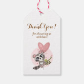 Schattigee wasbeer Baby shower Dank u Cadeaulabel (Voorkant)