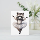 Schattigee wasbeer ballerina dansen ballet feestdagenkaart (Staand voorkant)