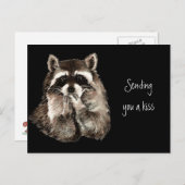 Schattigee Wasbeer Blowing Kusses Het verzenden va Briefkaart (Voorkant / Achterkant)