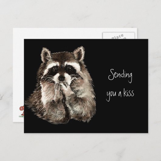 Schattigee Wasbeer Blowing Kusses Het verzenden va Briefkaart (Voorkant / Achterkant)