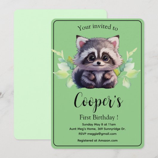 Schattigee wasbeer bosdieren bos vrienden (Voorkant / Achterkant)