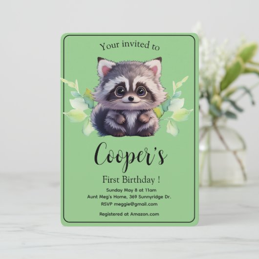 Schattigee wasbeer bosdieren bos vrienden (Staand voorkant)